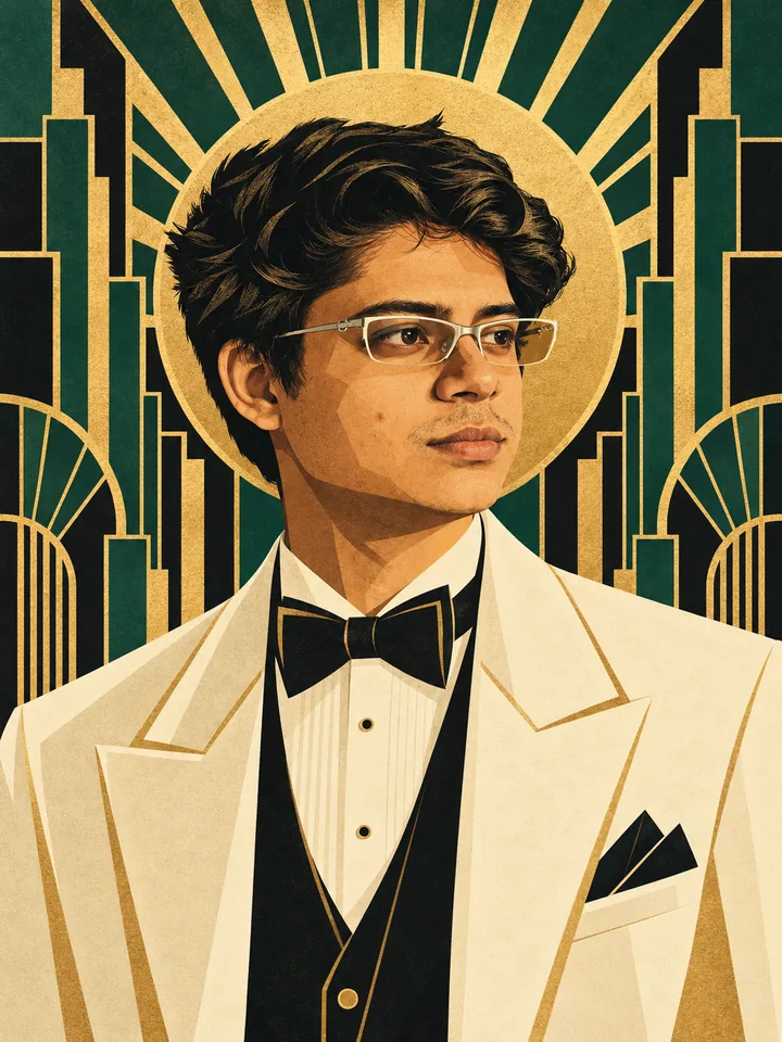 Sagnick Dutta, art deco portrait